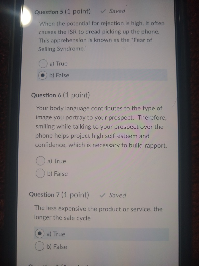 Question 5 (1 point) Saved When the potential for
