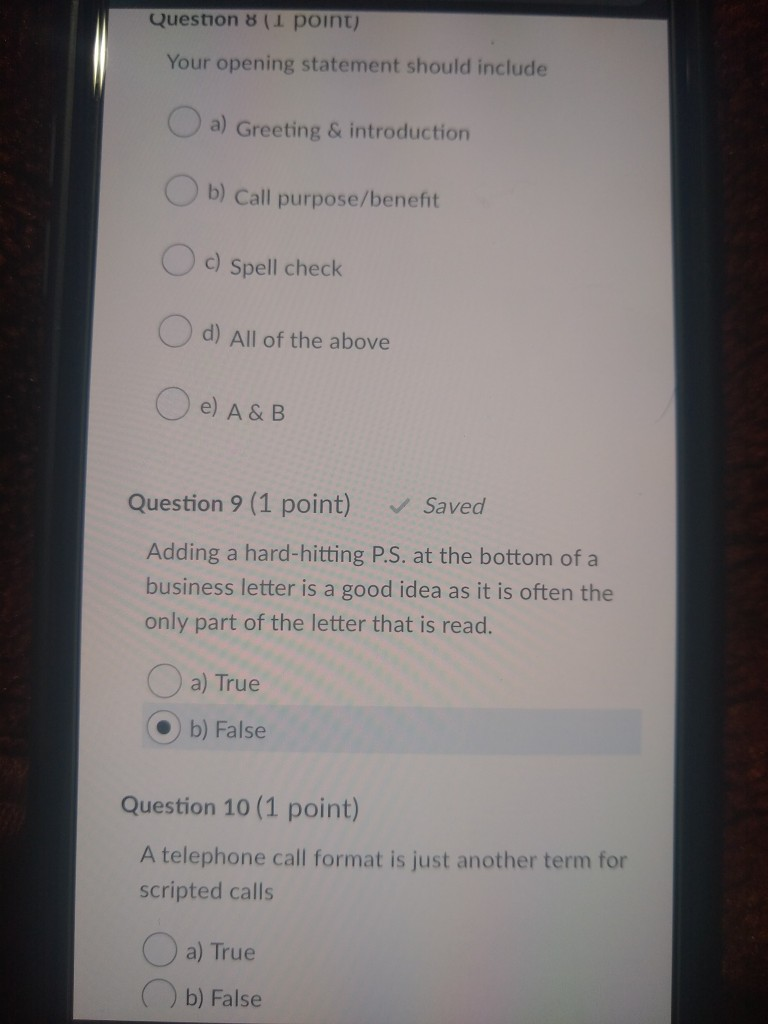 Question 5 (1 point) Saved When the potential for