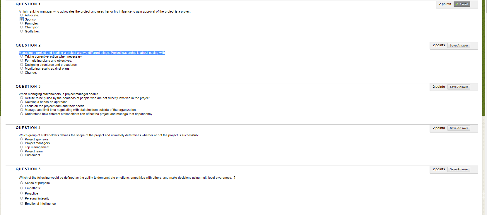 Please see below 2 points Saved QUESTION 1 A