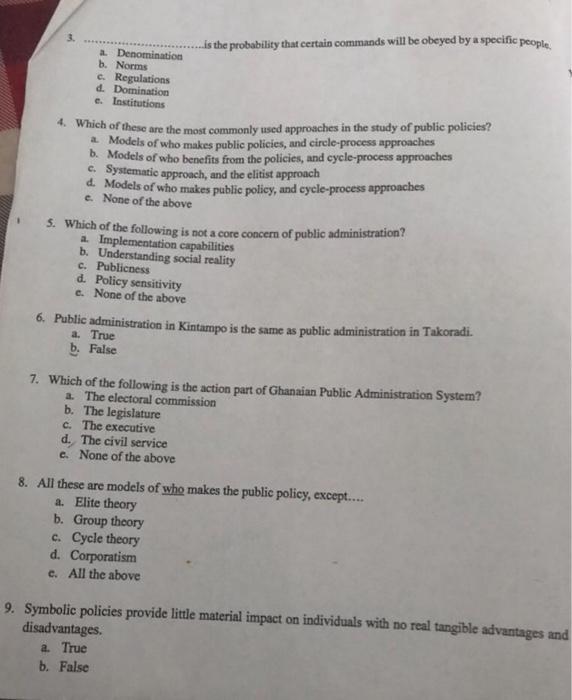 is the probability that certain commands will be