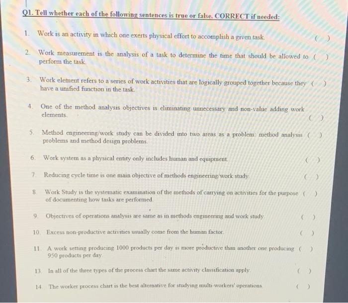 solve only from 10 to 14 please Q1. Tell whether