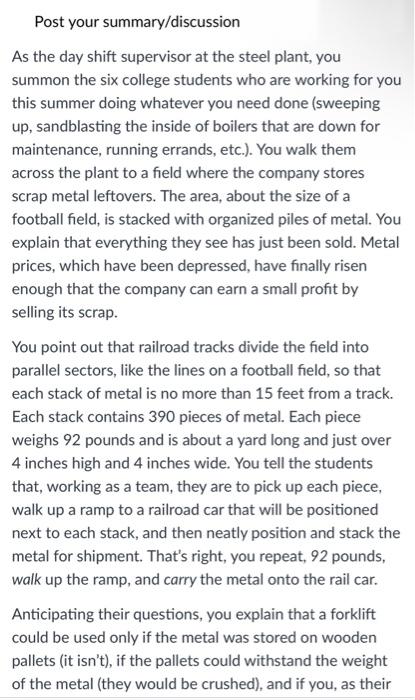 with summary metal for shipment. That's right,