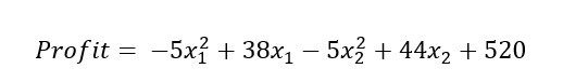 The profit function for two types of iPod is :