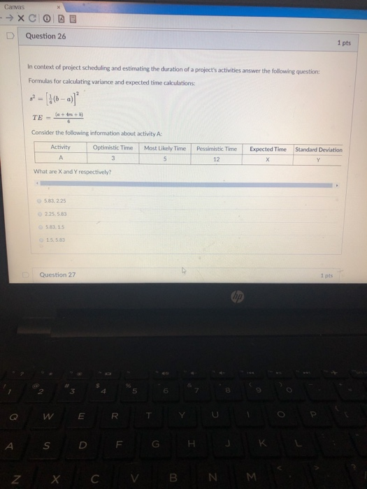 Canvas - XC D Question 26 1 pts In context of