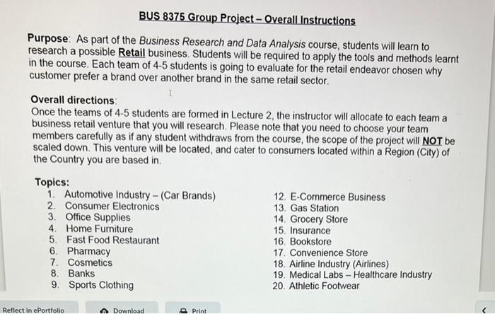 business research and data analysis BUS 8375