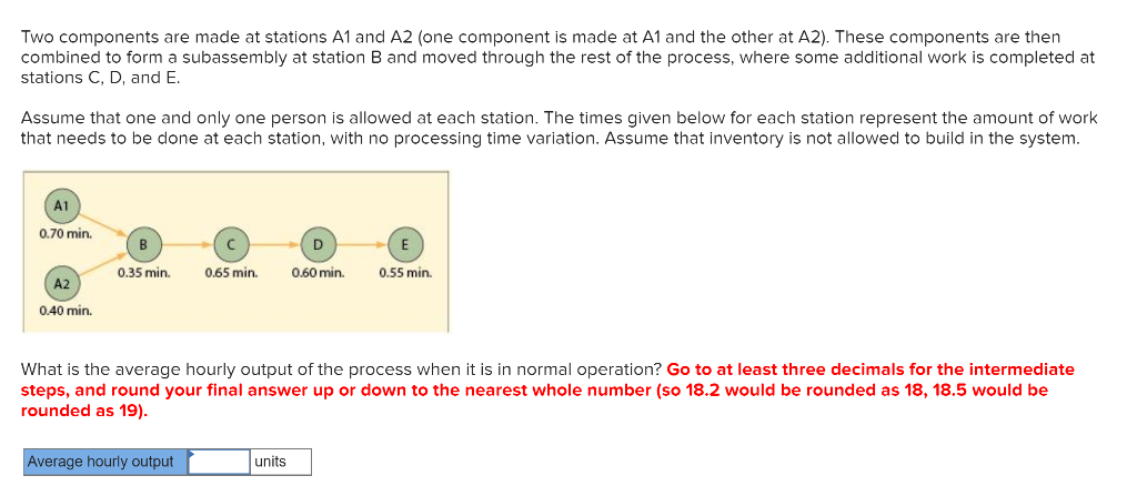 10. Two components are made at stations A1 and A2