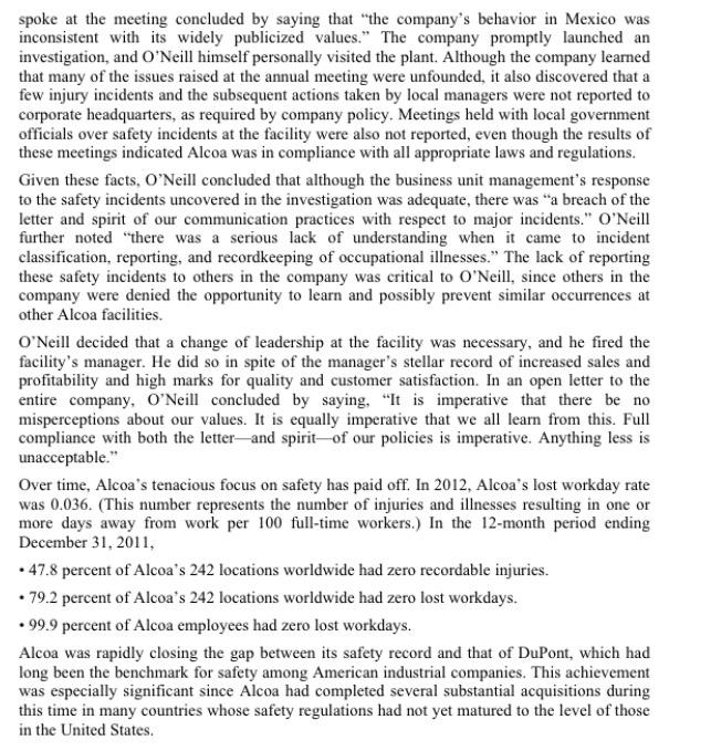 Case Study 3: Alcoa Core Values in Practice