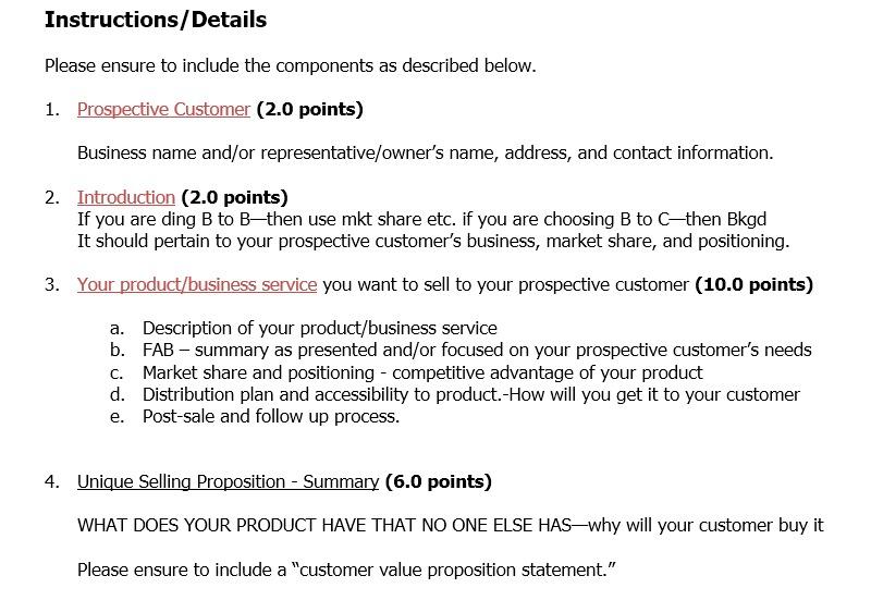 Instructions/Details Please ensure to include the