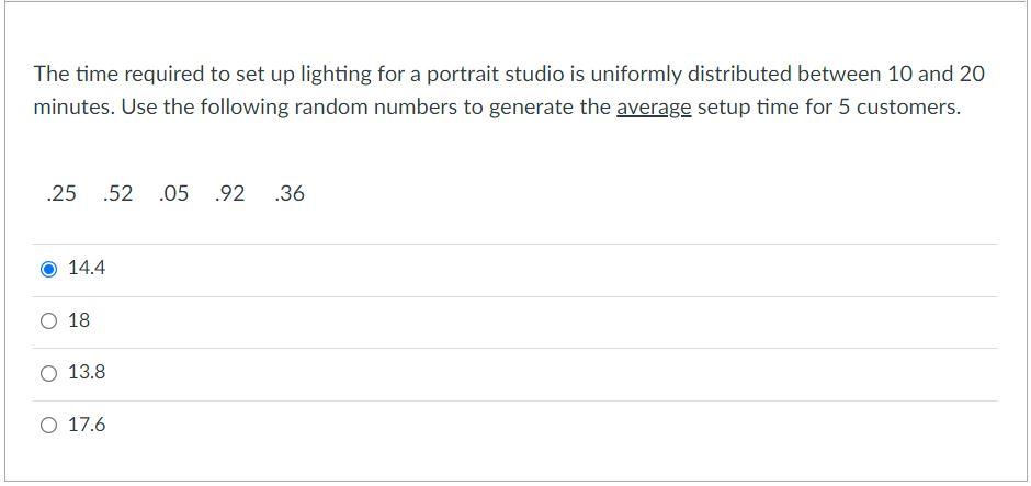 The time required to set up lighting for a