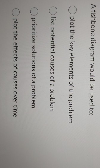 27 A fishbone diagram would be used to: plot the