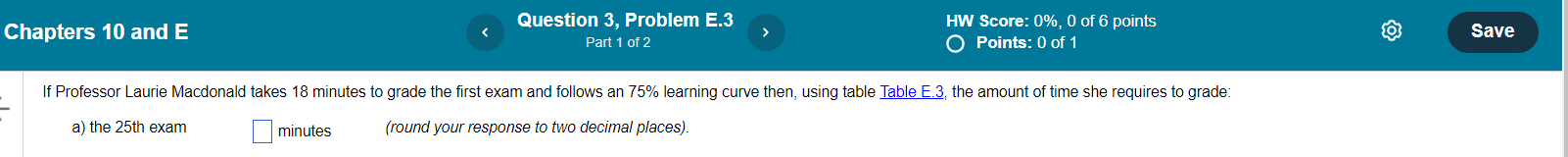a) the 25th exam (round your response to two