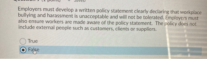 Employers must develop a written policy statement