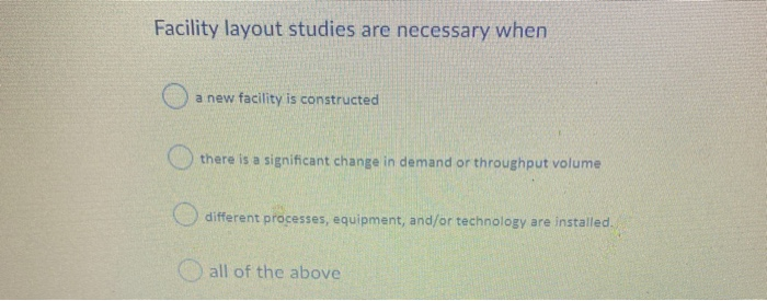 Facility layout studies are necessary when a new