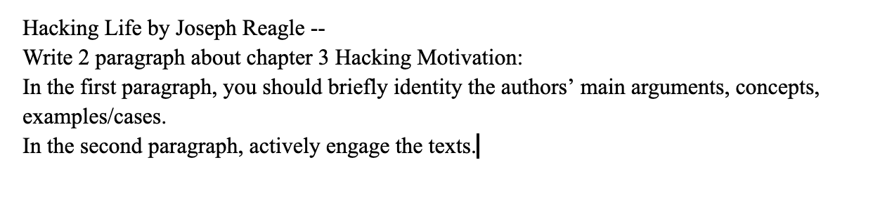 Hacking Life by Joseph Reagle -- Write 2