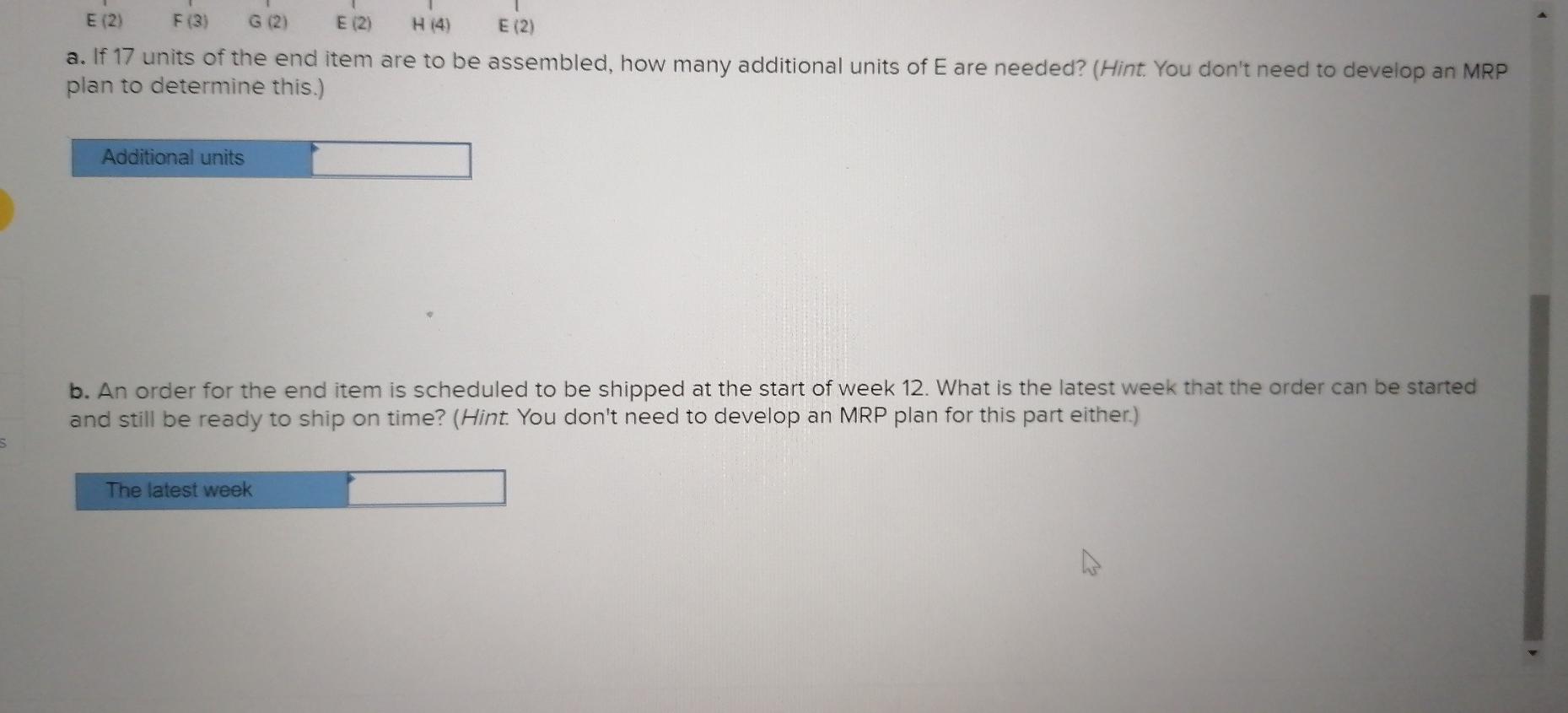 Check my work The following table lists the
