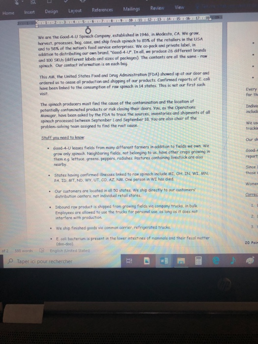 Assignment 7 - Spinach Recall (Compatibi Insert