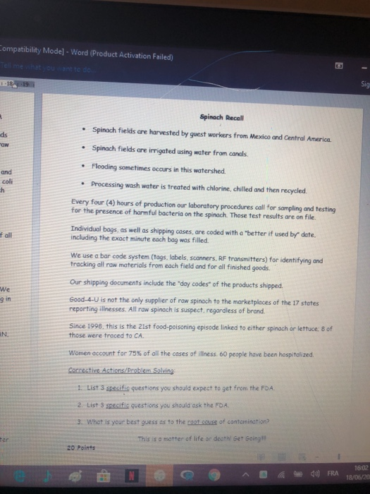 Assignment 7 - Spinach Recall (Compatibi Insert