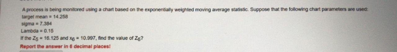 A process is being monitored using a chart based