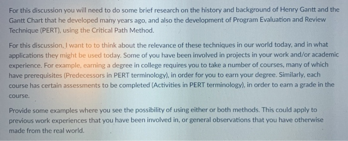 For this discussion you will need to do some