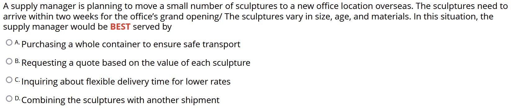 A supply manager is planning to move a small