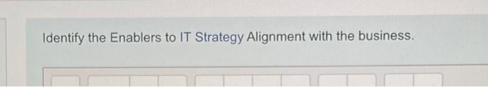 Identify the Enablers to IT Strategy Alignment