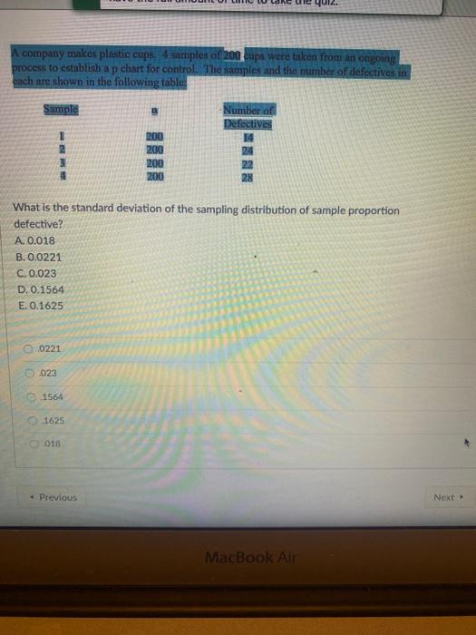 Question 35 A company makes plastic cups. 4