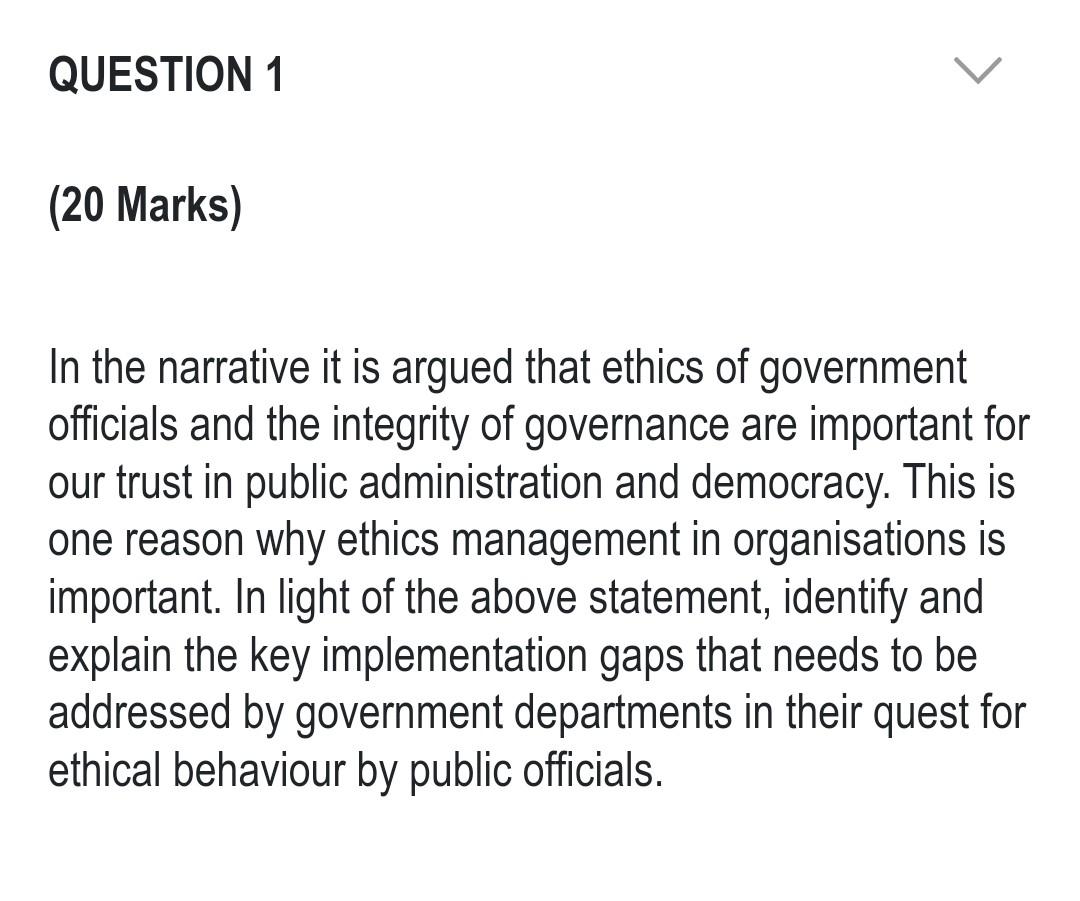 Ethical behaviour of government officials Ethics