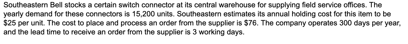 Southeastern Bell stocks a certain switch