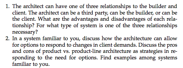 1. The architect can have one of three