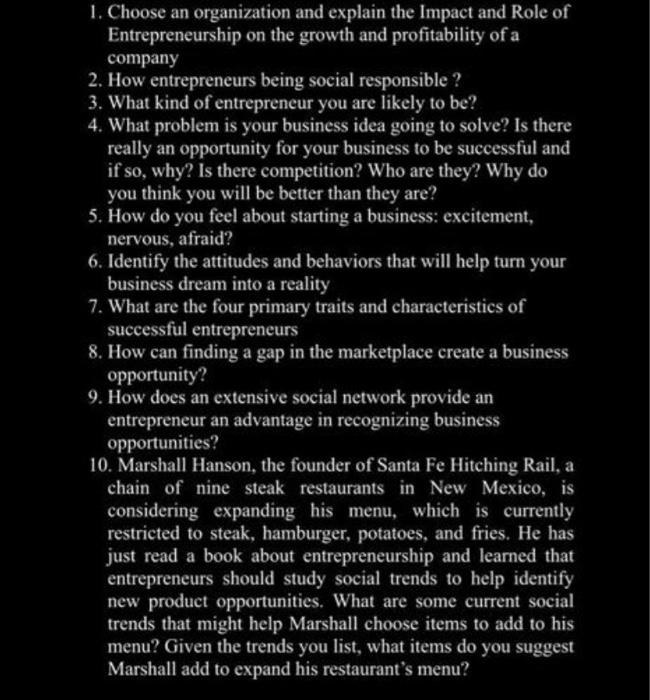 1. Choose an organization and explain the Impact