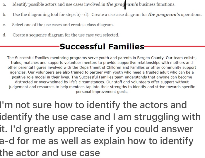 a. c. Identify possible actors and use cases