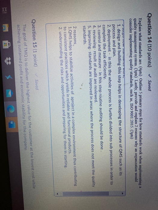 Question 14 (10 points) Saved Explain what