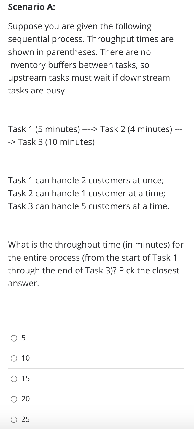 Scenario A: Suppose you are given the following