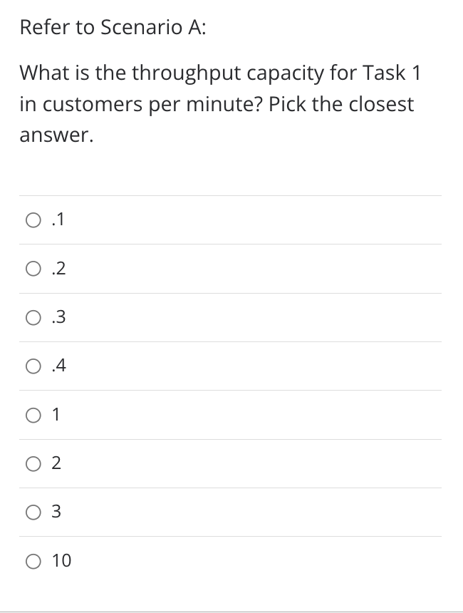 Scenario A: Suppose you are given the following