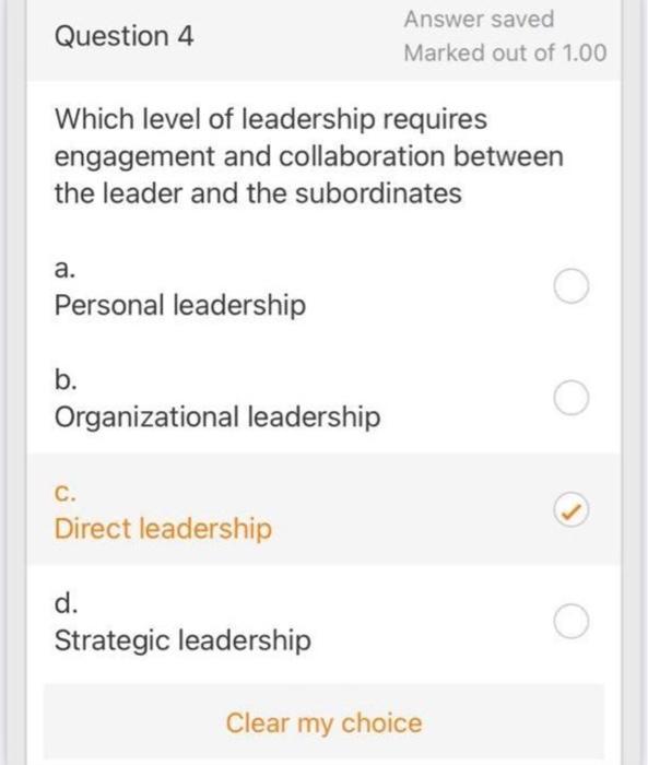 Question 1 Answer saved Marked out of 1.00 When a