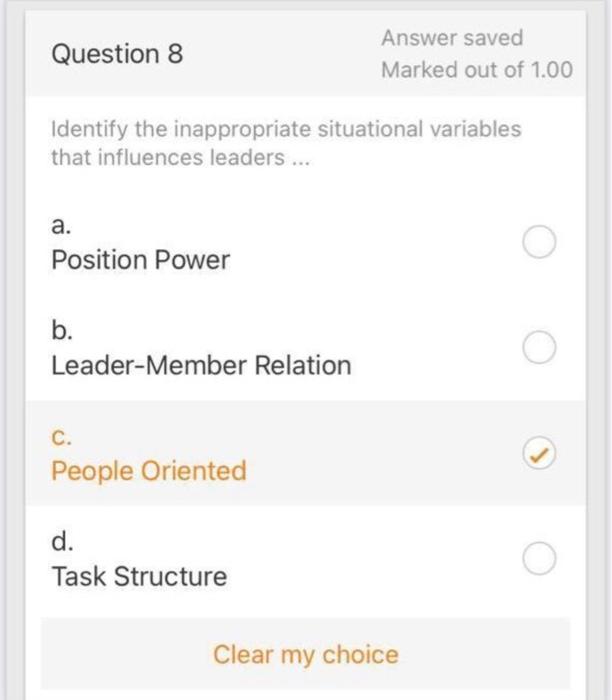 Question 1 Answer saved Marked out of 1.00 When a