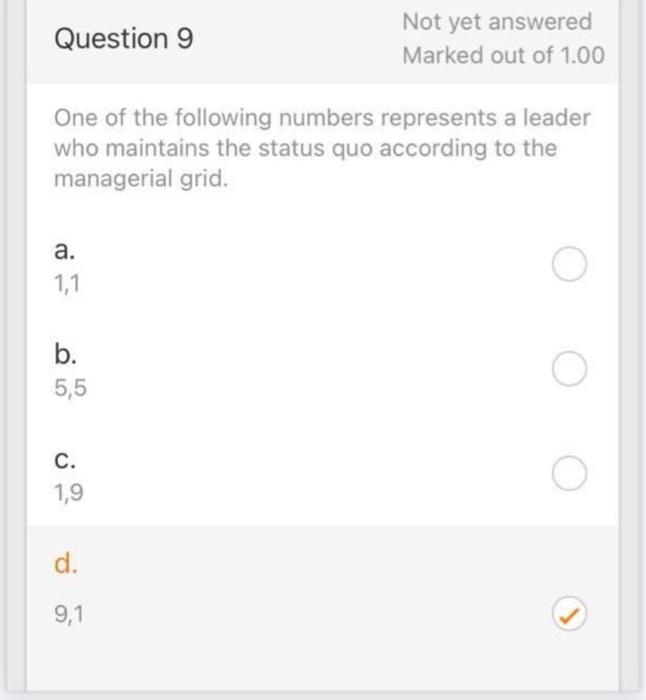 Question 1 Answer saved Marked out of 1.00 When a