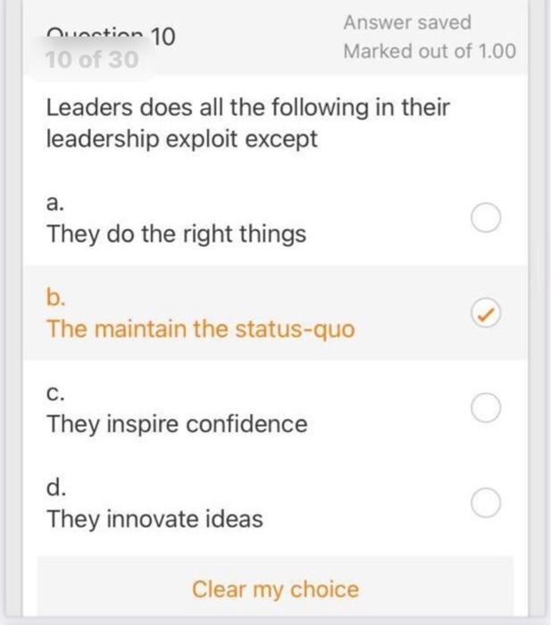 Question 1 Answer saved Marked out of 1.00 When a