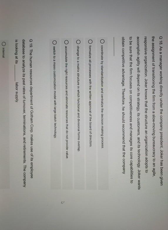 questions 18 and 19 Q 18. As a manager working