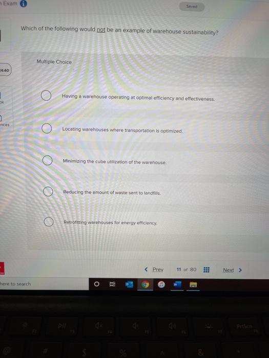 Exam 0 Which of the following would not be an