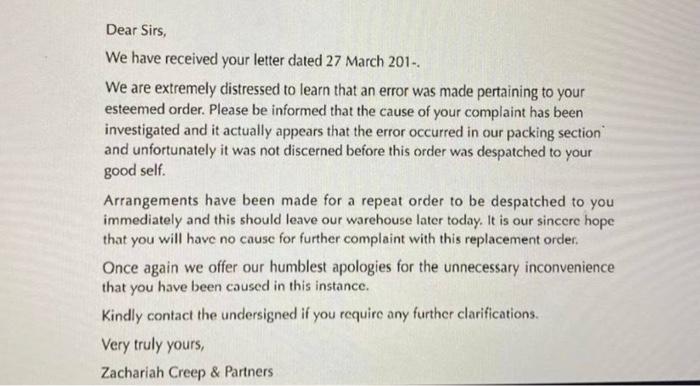 please re-write this letter using the correct