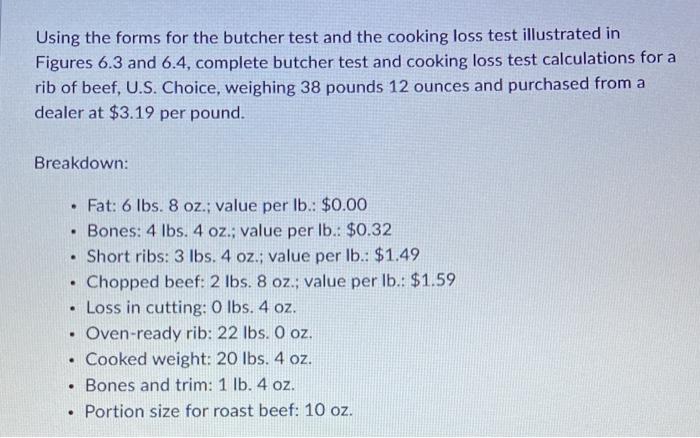 Using the forms for the butcher test and the