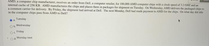 AMD, a computer chip manufacturer, receives an