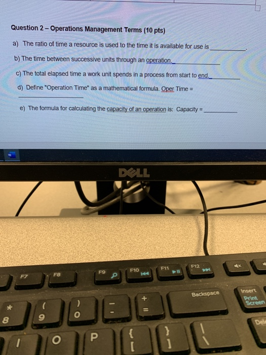 Question 2 - Operations Management Terms (10 pts)