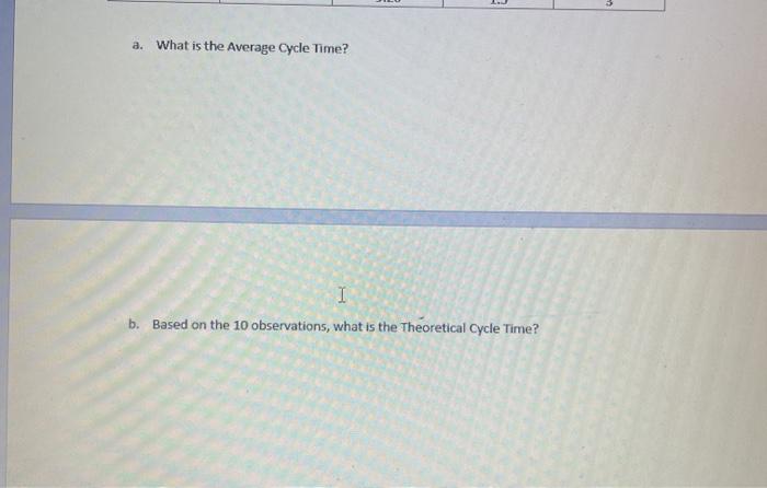 In Class Exercise - Cycle Time Efficiency Cycle