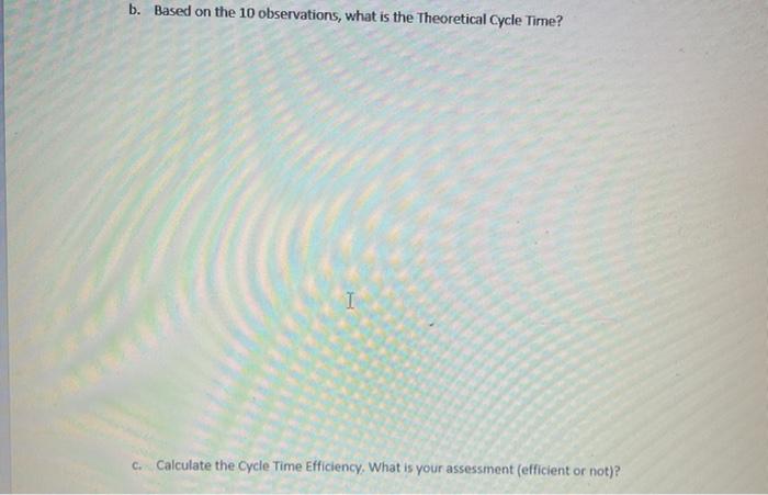 In Class Exercise - Cycle Time Efficiency Cycle