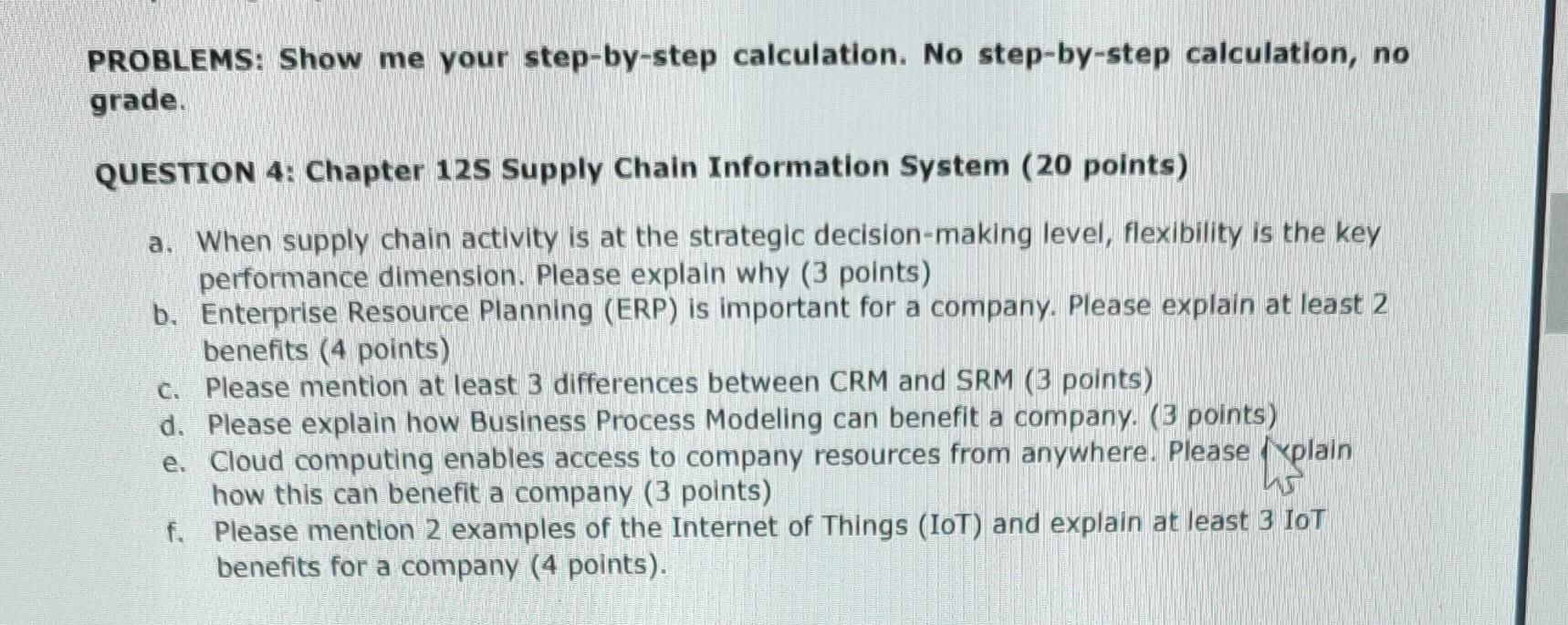 PROBLEMS: Show me your step-by-step calculation.