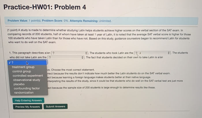 Practice-HW01: Problem 4 Problem Value: 1