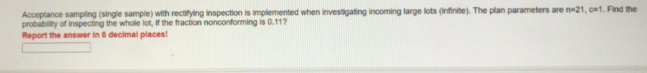 Acceptance sampling (single sample) with