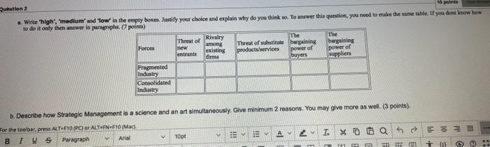 Question 2 10 points .Write 'high', 'medium' and